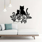 Katze und Blumen Metall Wanddekoration