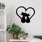 Katzen und Herz Metall Wanddekoration