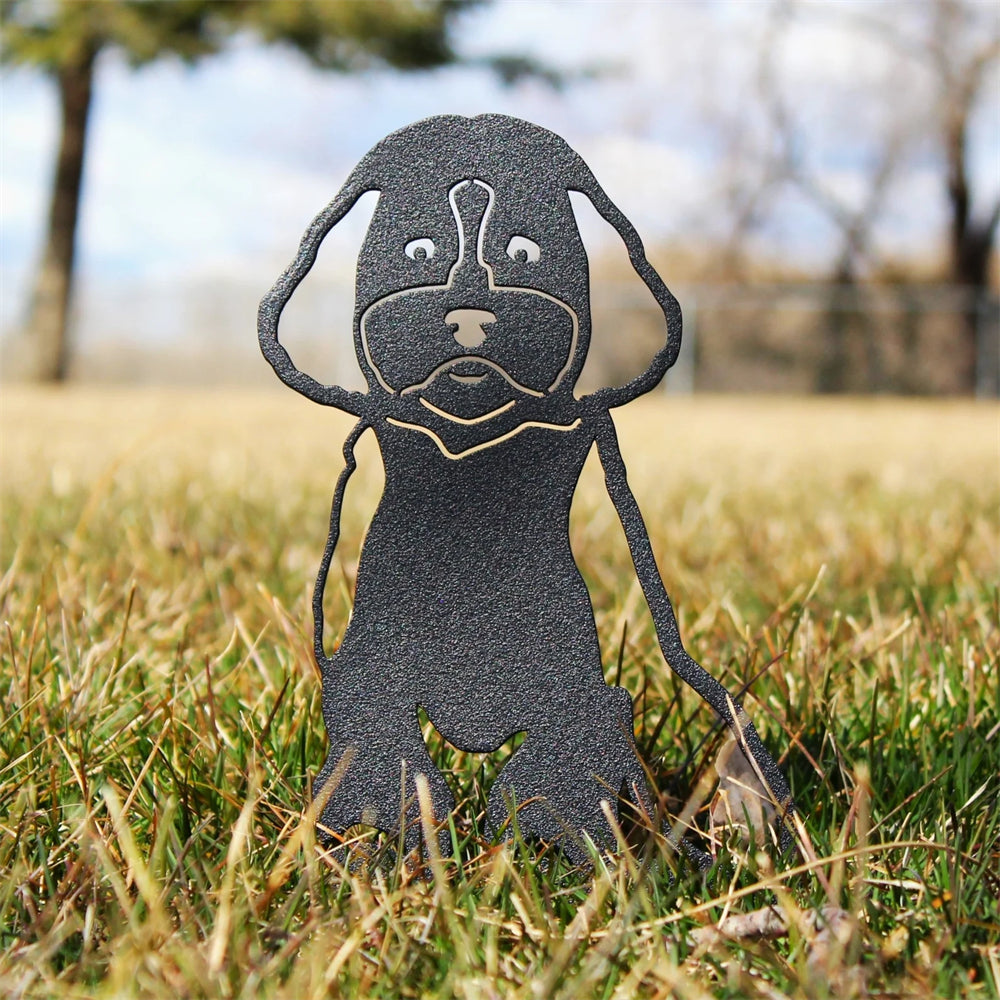 Metall Gartenstecker Hund – 2er Set, Schwarze Hundesilhouetten, 25x19,5 Cm, Rostgeschützt Für Garten & Terrasse