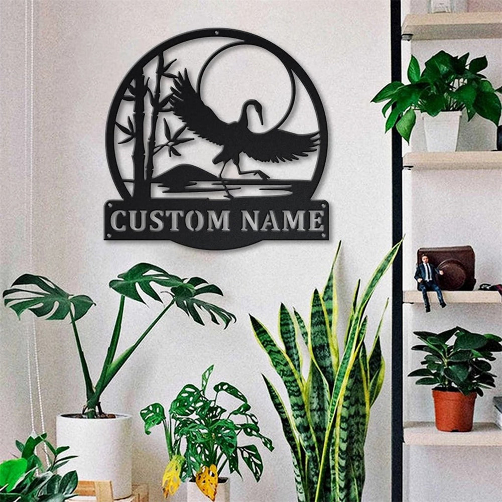 Kraniche Metall Kunst Personalisiert Metall Name Schild