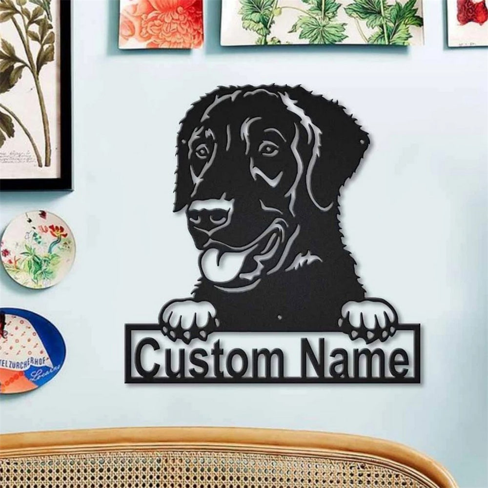 Lockig beschichteter Retriever Hund Metall Kunst Personalisiert Metall Name Schild