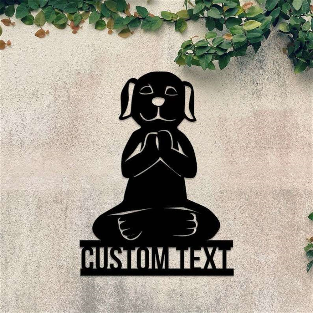 Personalisiert Hund Statue Buddha Buddhist Namaste Yoga Studio Metall Schild