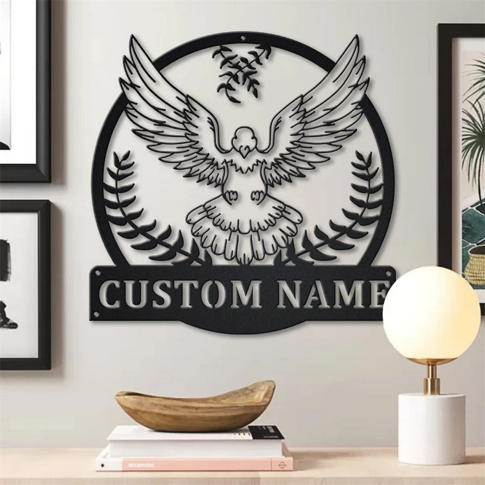 Taube Vogel Metall Kunst Personalisiert Metall Name Schild