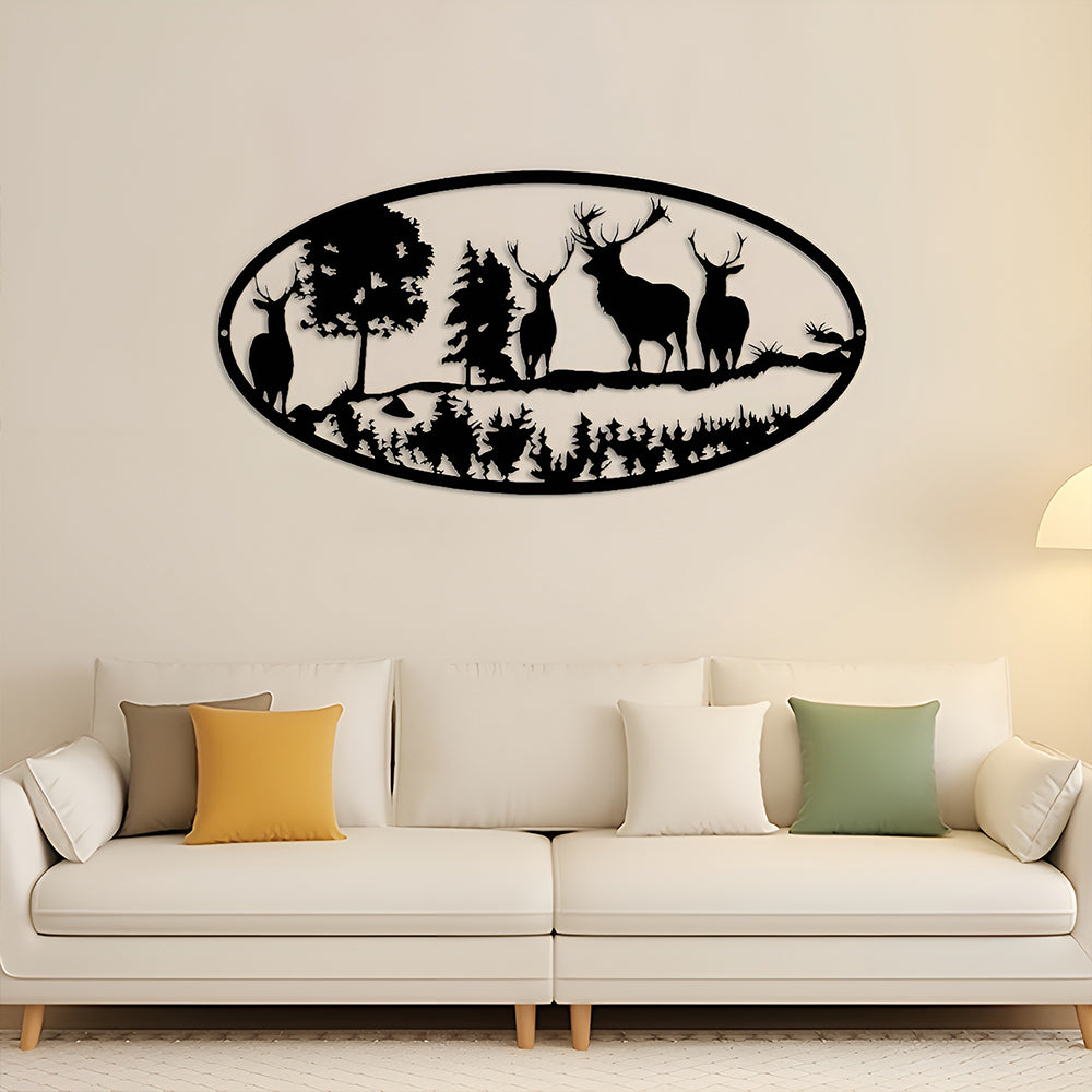 Wald Elch Muster Metall Wanddekoration