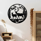 Elch Schnee Berg Wald Metall Wanddekoration