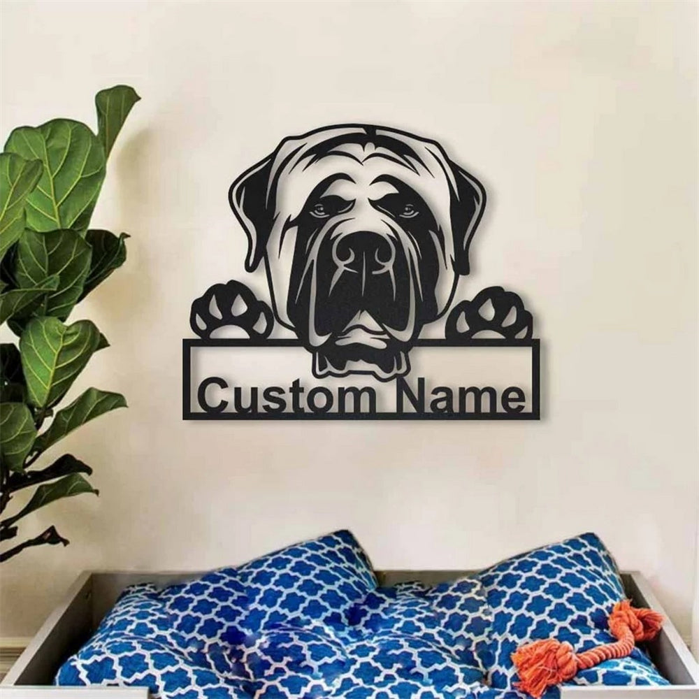 Englische Mastiff Hund Metall Kunst Personalisiert Metall Name Schild