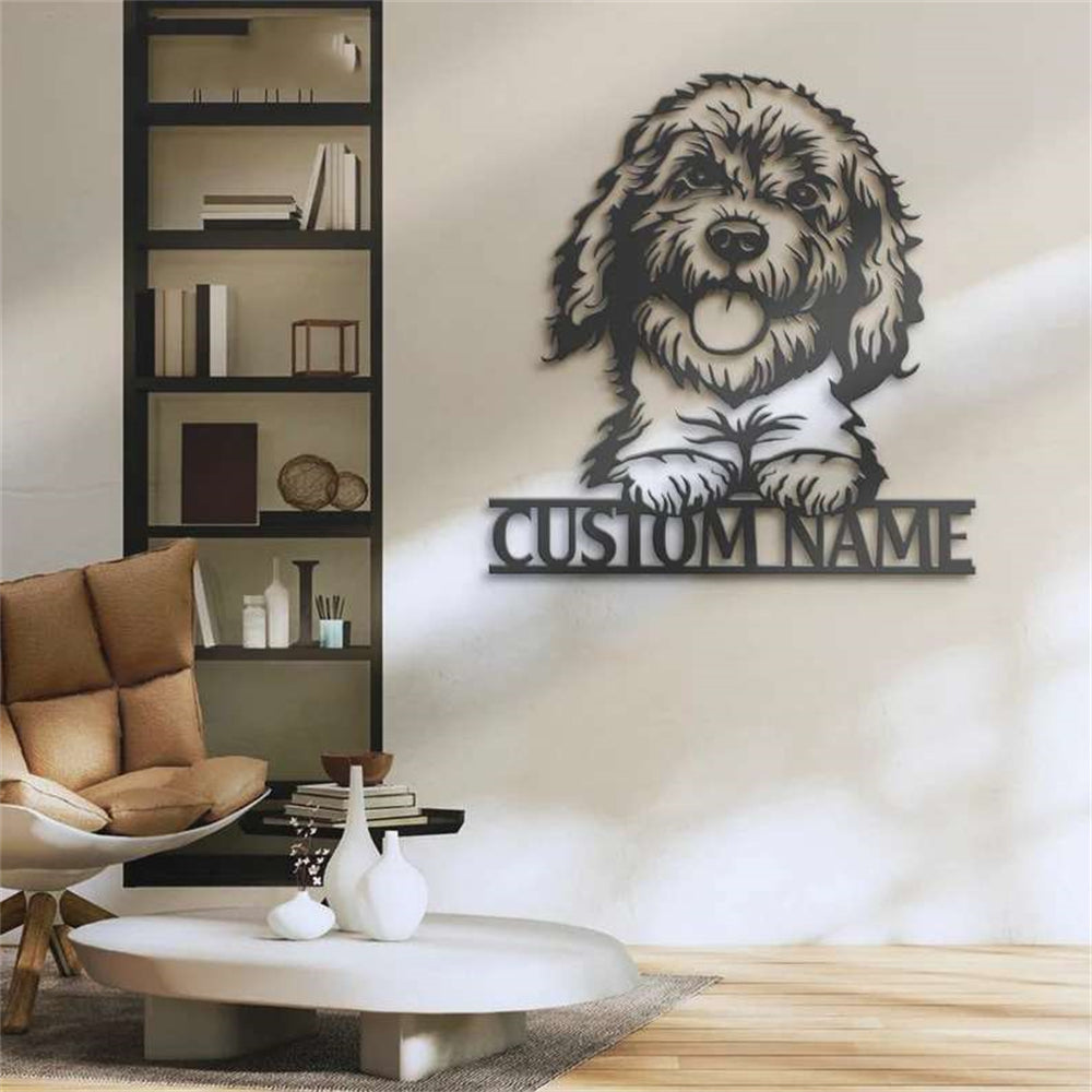 Golden Doodle Metall Wandkunst Hundeliebhaber Personalisiert Metall Schild