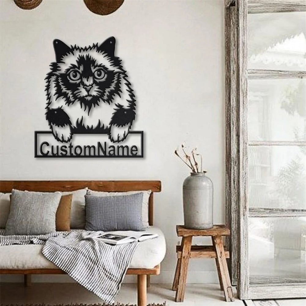 Heilige Birma Katze Metall Kunst Personalisiert Metall Name Schild