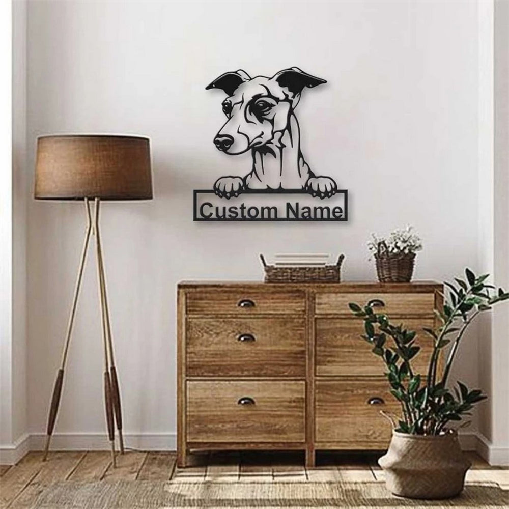 Italienischer Windhund Hund Metall Kunst Personalisiert Metall Name Schild