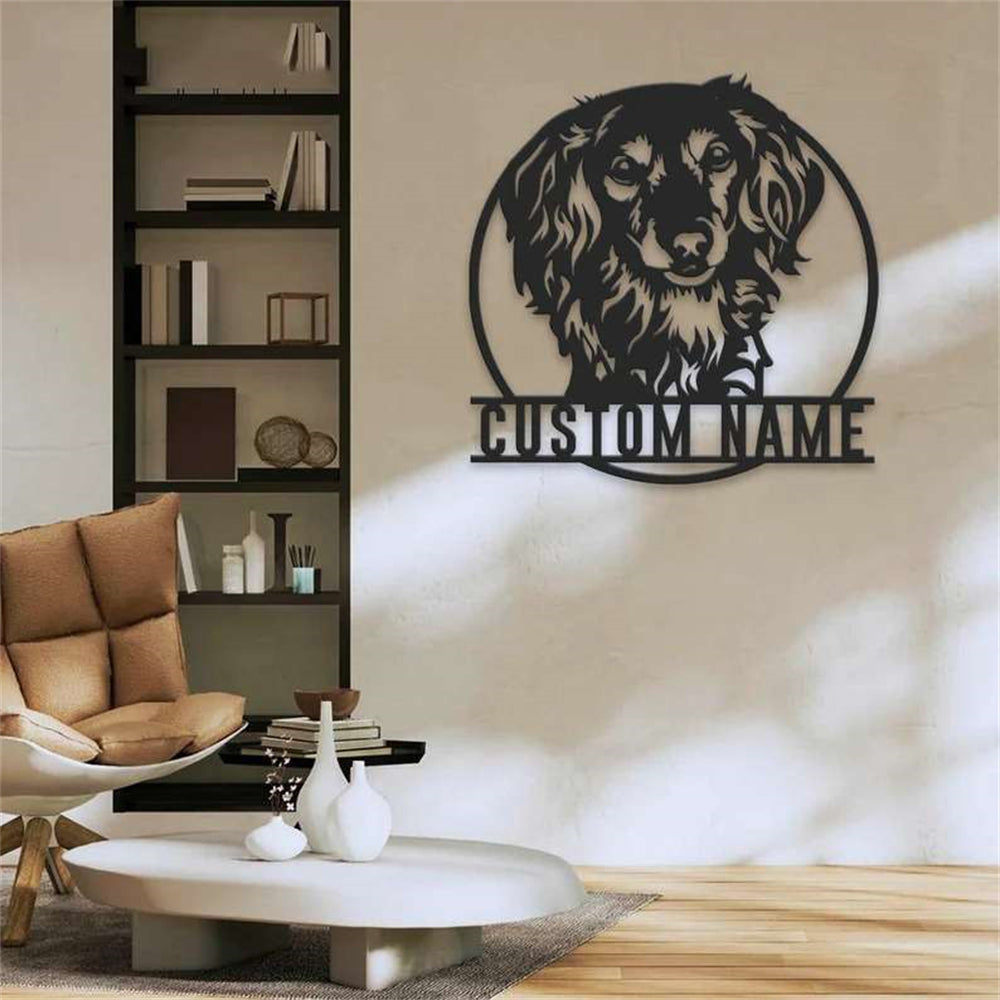 Langhaar Dachshund Personalisiert Metall Schild