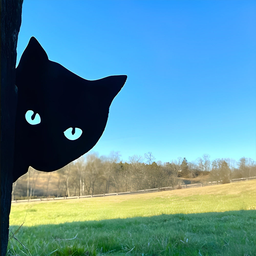 Cat Farm Peeping Animal Outdoor Metal Garden Art