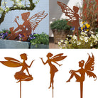 Butterfly Fairy Silhouette Outdoor Metal Garden Markers