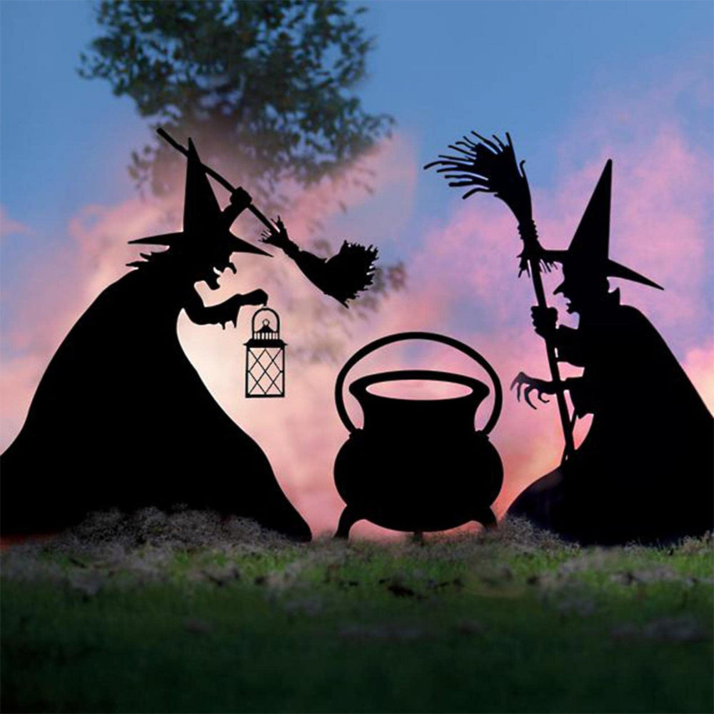 Halloween Hexe Cauldron Silhouette Outdoor Metal Garden Markers