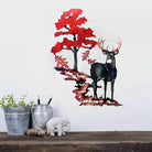 Elch und Rotbaum Metall Wandkunst