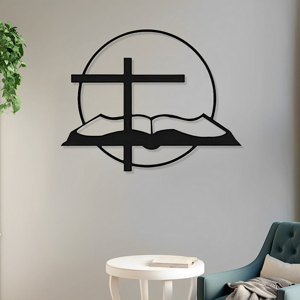 Osterkreuz und Bibel Metall Wandkunst