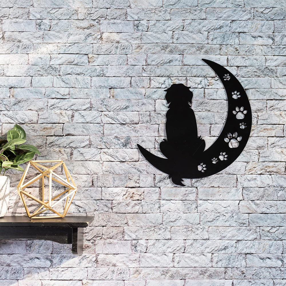 Hund und Mond Metall Wandkunst