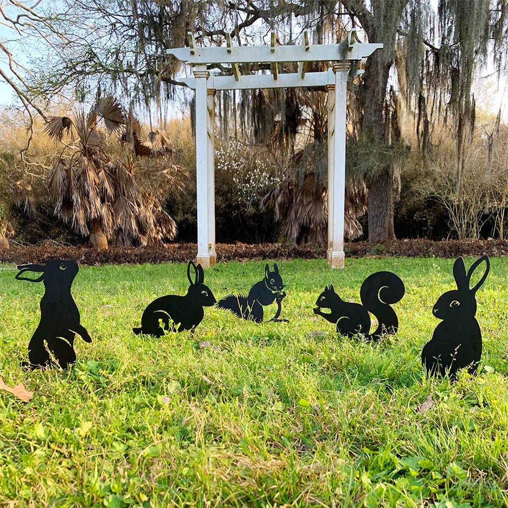 Rabbit Animals 5 Pack Outdoor Metal Markers
