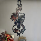 Abstrakter Totenkopf Gitarre Metall Wandkunst