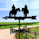 2-Personen Western Cowboy Edelstahl Wetterfahne