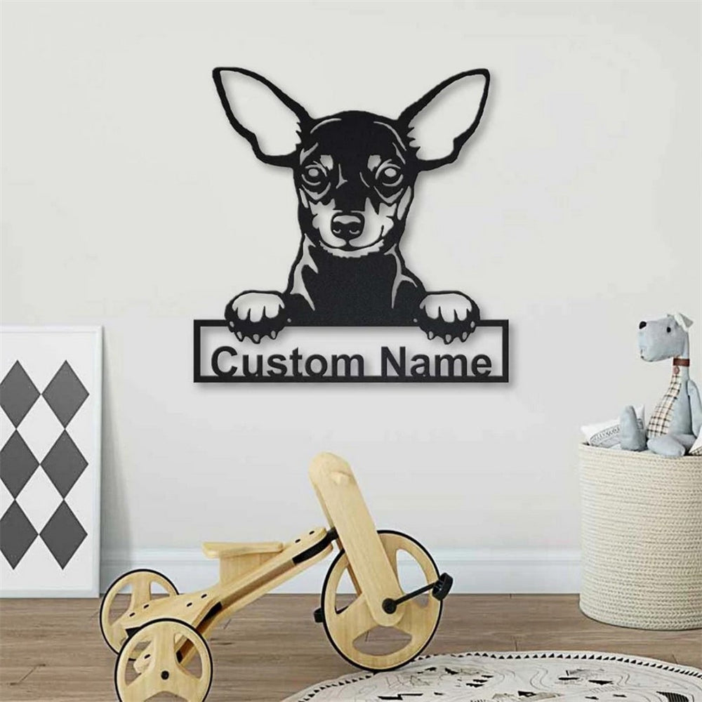 Miniature Pinscher Hund Metall Kunst Personalisiert Metall Name Schild