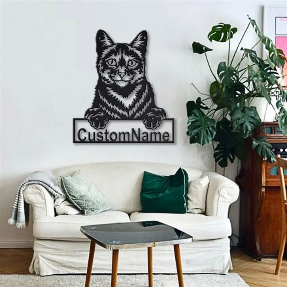 Hauskatze Metall Schild Kunst Garten Dekoration
