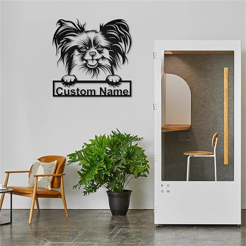 Personalisiert Papillon Hund Metall Schild Kunst
