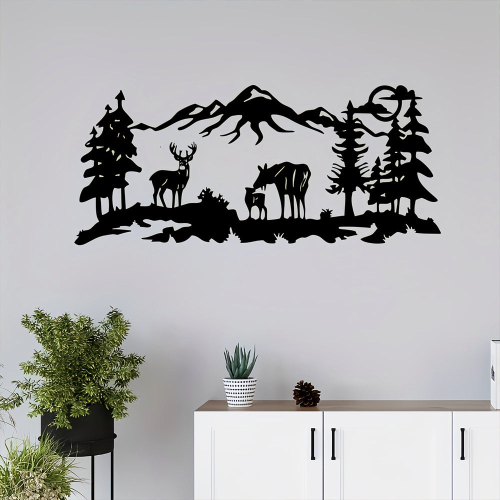 Waldhirsche Familie Metall Wanddekoration