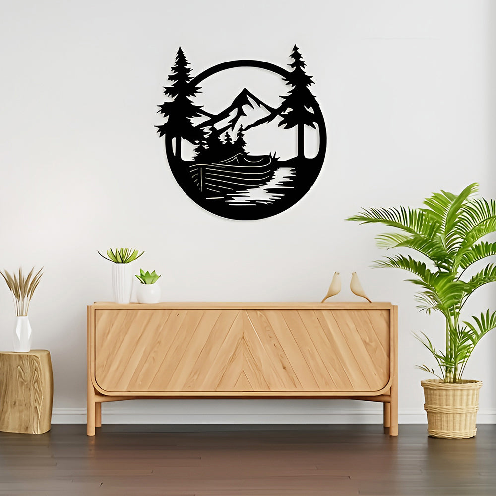 Treibboot Berg Metall Wanddekoration