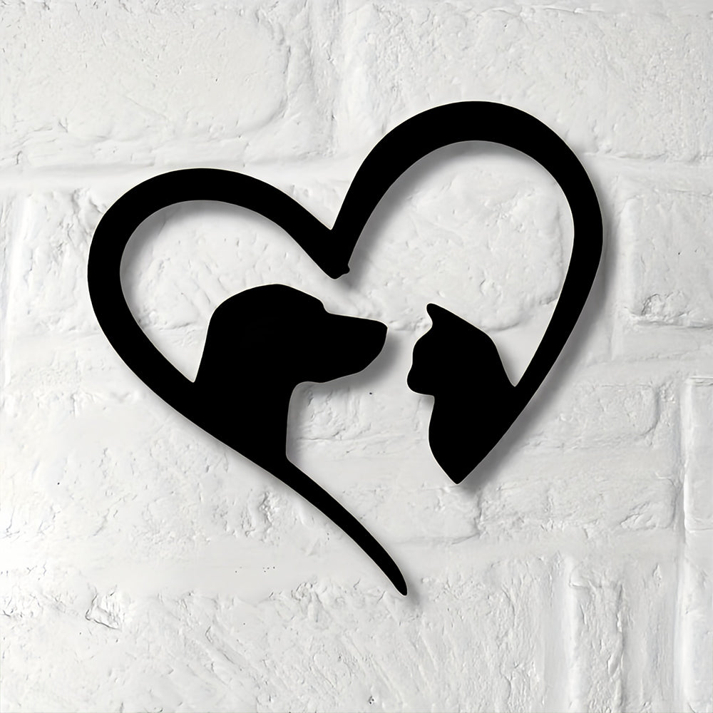 Katze und Hund Metall Wandkunst