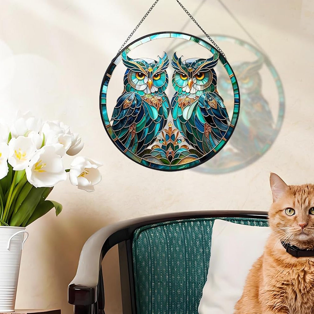 Eule Sonnenfänger Gemalte Fensterdekorationen Dekohänger für Fenster