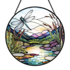 Fluss und Libelle Sonnenfänger Gemalte Fensterdekorationen Dekohänger für Fenster