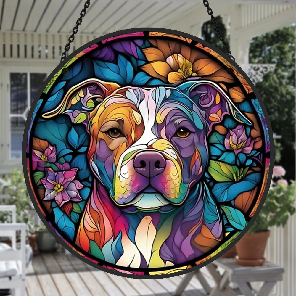 BOXCASA Freundschafts-Sonnenfänger – Hund & Katze Aus Buntglas, 19,1 X 16,5 Cm, Fensterdeko