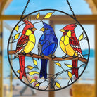 Kardinale im Frühling Sonnenfänger Gemalte Fensterdekorationen Dekohänger für Fenster