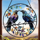 Krähe Sonnenfänger Gemalte Fensterdekorationen Dekohänger für Fenster