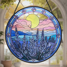 Lavendel und Berge Sonnenfänger Gemalte Fensterdekorationen Dekohänger für Fenster