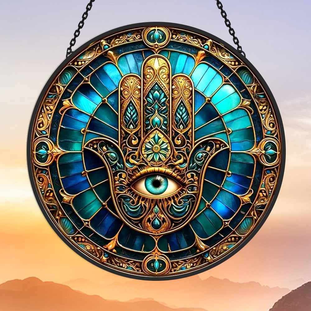 Mystisches Wicca-Amulett Sonnenfänger Gemalte Fensterdekorationen Dekohänger für Fenster