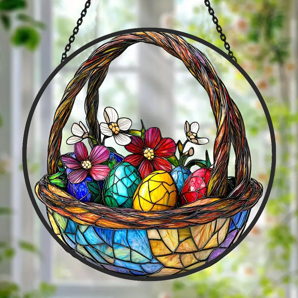 Ostereierkorb Sonnenfänger Gemalte Fensterdekorationen Dekohänger für Fenster