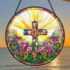 Osterkreuz Sonnenfänger Gemalte Fensterdekorationen Dekohänger für Fenster