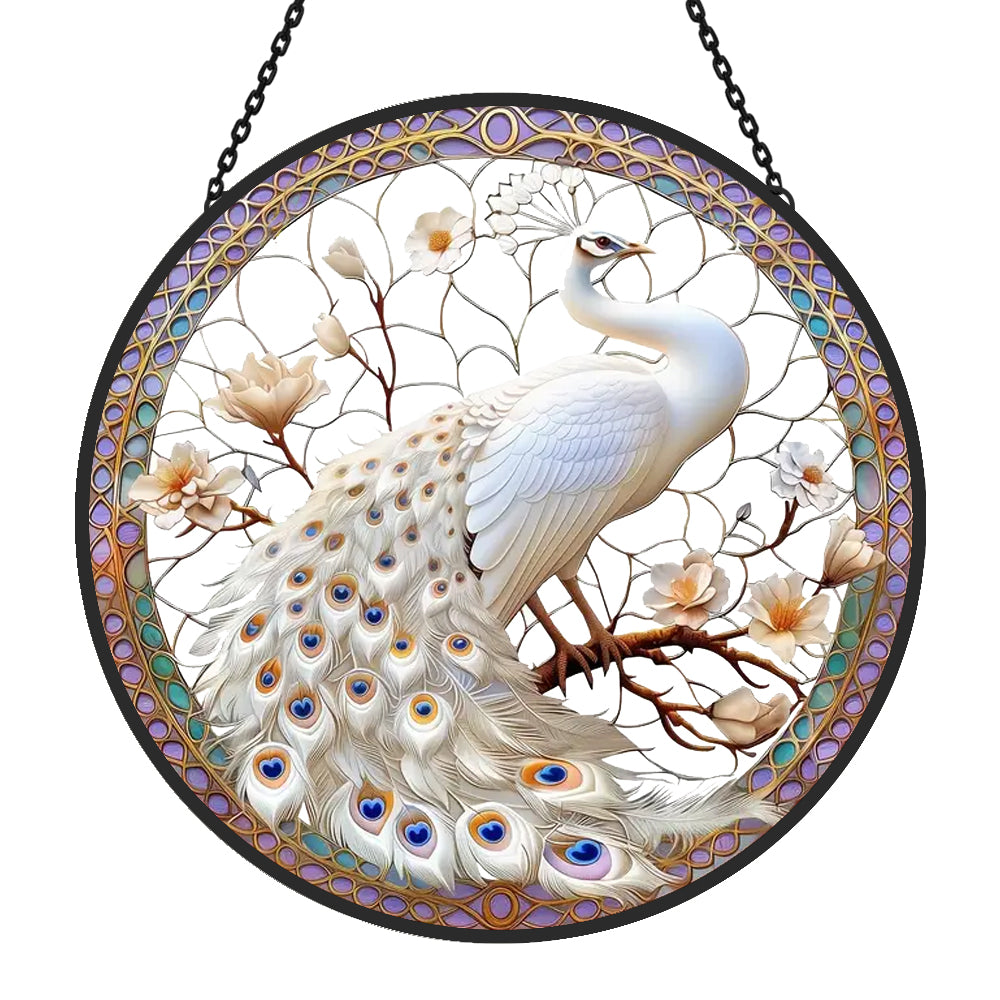 Pfau Sonnenfänger Gemalte Fensterdekorationen Dekohänger für Fenster