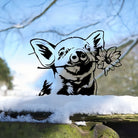 Suckling Pig and Flower Farm Peeping Animal Outdoor Metal Garden Art