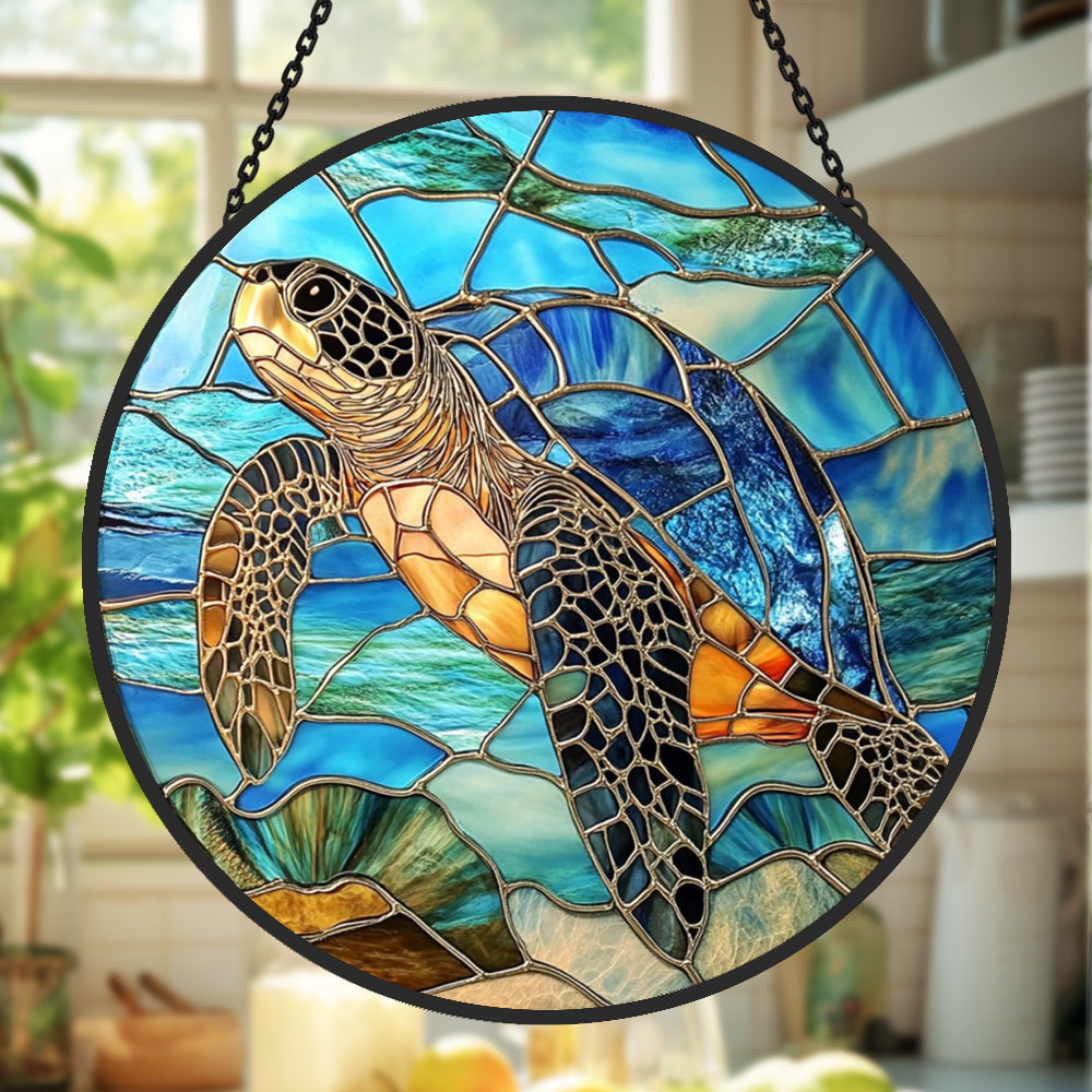 Schildkröte Sonnenfänger Gemalte Fensterdekorationen Dekohänger für Fenster
