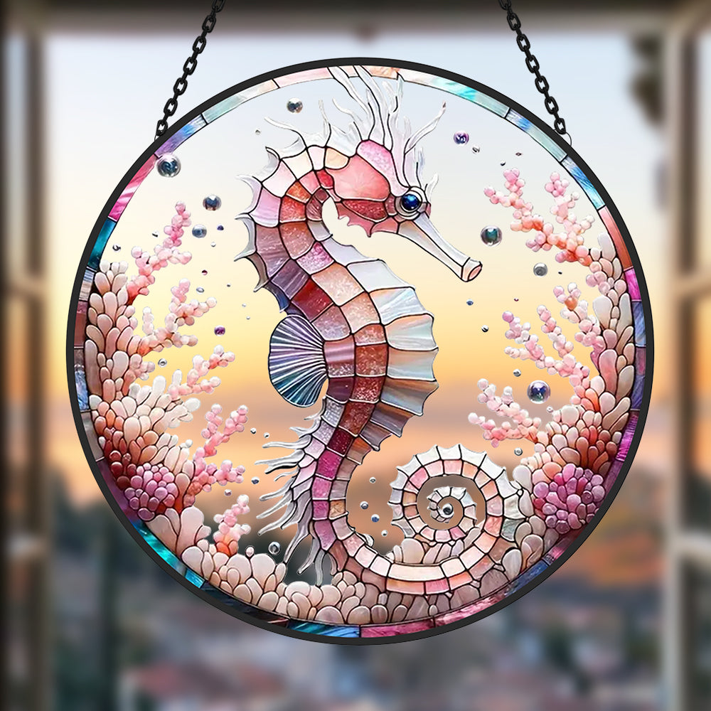 Seepferdchen Schneeflocke Sonnenfänger Gemalte Fensterdekorationen hängendes Fensterdekor