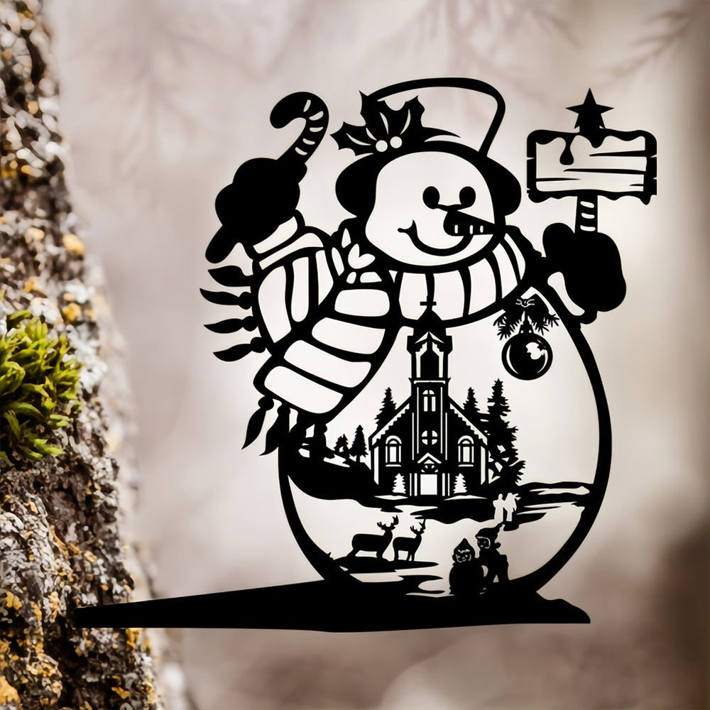 Snowman and Christmas Metall Baum Dekorationen Outdoor Metall Garten Kunst