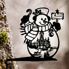 Snowman and Christmas Metall Baum Dekorationen Outdoor Metall Garten Kunst