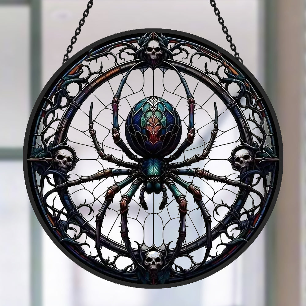 Spinnen und Skelette Sonnenfänger Gemalte Fensterdekorationen Dekohänger für Fenster