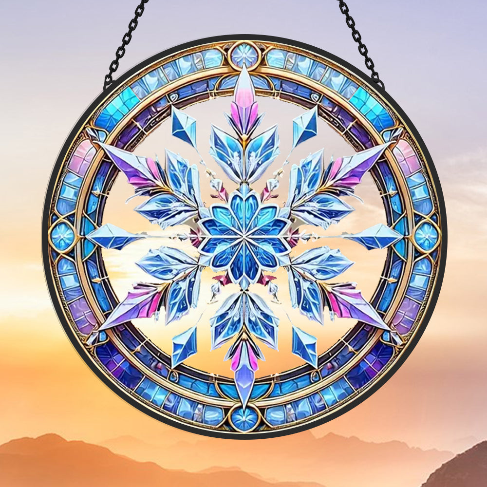 Weihnachten Transluzente Schneeflocke Sonnenfänger Gemalte Fensterdekorationen hängendes Fensterdekor