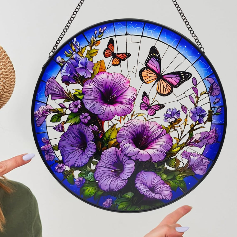 Winde und Schmetterling Sonnenfänger Gemalte Fensterdekorationen Dekohänger für Fenster