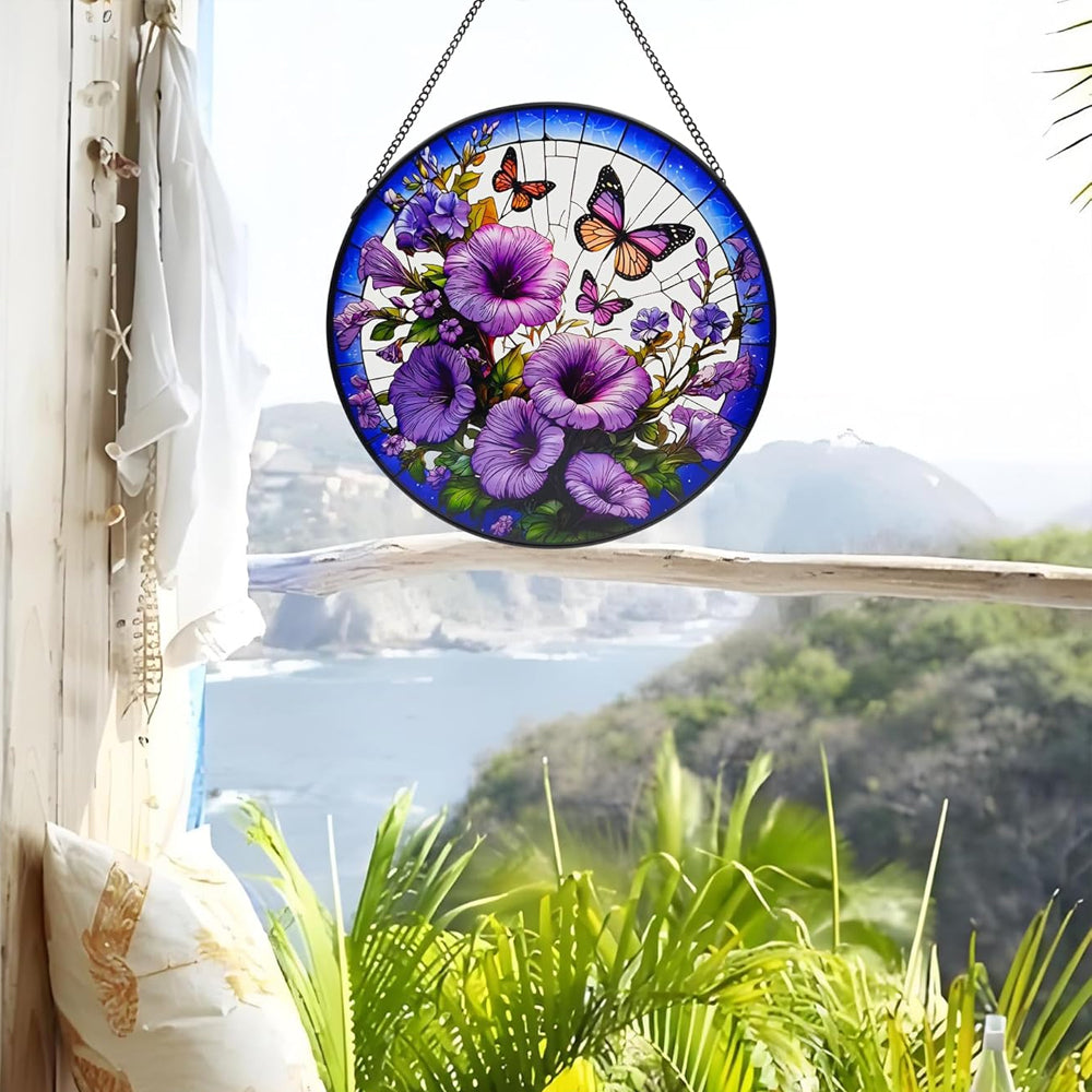 Winde und Schmetterling Sonnenfänger Gemalte Fensterdekorationen Dekohänger für Fenster