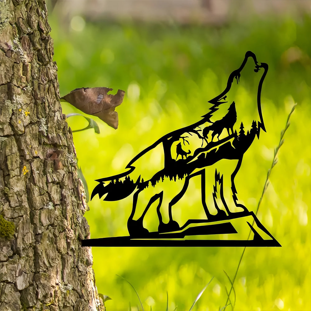 Wolf Metall Baum Dekorationen Outdoor Metall Garten Kunst
