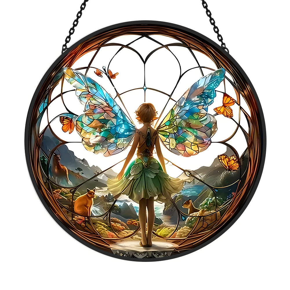 Zauberhafter Wald Sonnenfänger Gemalte Fensterdekorationen Dekohänger für Fenster